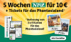 Text: 5 Wochen Zeitung für 10 € inklusive Tickets für das Phantasialand, Verlosung von 5x4 Karten