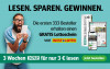 Die Anzeige zeigt einen Mann mit Brille, der aufgeregt einen Lottoschein in der Hand hält. Der Text lautet: Die ersten 333 Kunden erhalten einen Gratis-Lottoschein von WestLotto. Daneben sind Bilder der NRZ in Printform, auf einem Tablet und einem Smartphone zu sehen. Darunter wirbt die Anzeige in Rot und Grün mit 3 Wochen NRZ für nur 3 € und einem Jetzt bestellen-Button.