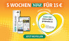 Text: GUTES LESEN & GUTES TUN. 5 WOCHEN NRZ FÜR 15 €. JEDER CENT WIRD ZU 100% GESPENDET AN AKTION LICHTBLICKE