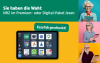 Drei lächelnde Senioren halten Tablets, Text: Sie haben die Wahl: NRZ im Premium- oder Digital-Paket lesen, EasyTab geschenkt!